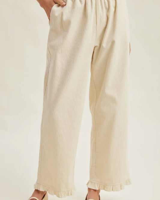 Corduroy Ruffle Hem Pants