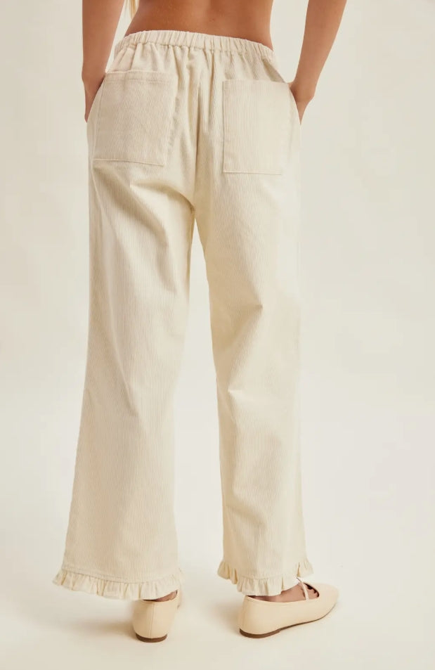 Corduroy Ruffle Hem Pants