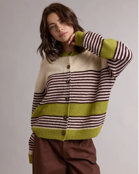 Striped Colorblock Sweater Cardigan