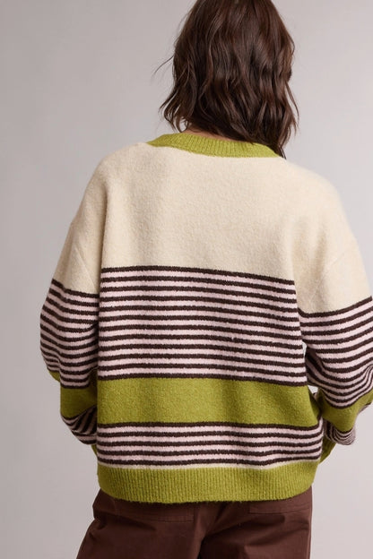 Striped Colorblock Sweater Cardigan