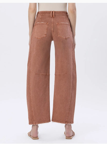 High Rise "Copper" Color Twist Barrel Jeans