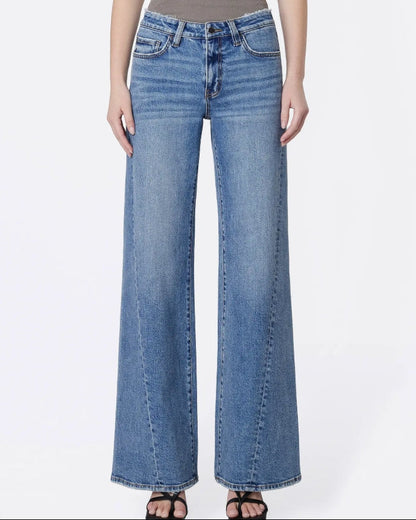 Mid Rise Distressed Waistband Twisted Wide "Great"