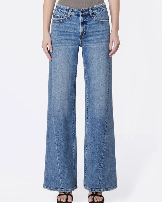 Mid Rise Distressed Waistband Twisted Wide "Great"