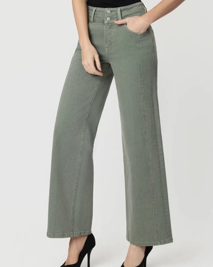 Super High Rise Double Wb 2 Buttons Wide Leg "Sage Green"