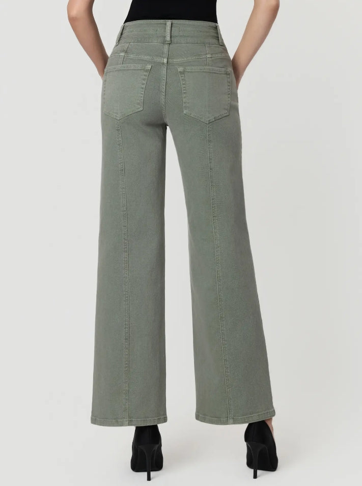 Super High Rise Double Wb 2 Buttons Wide Leg "Sage Green"