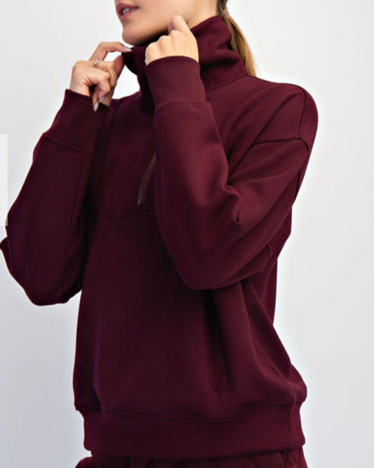 Modal Scuba Quarter Zip Funnel Neck Pullover