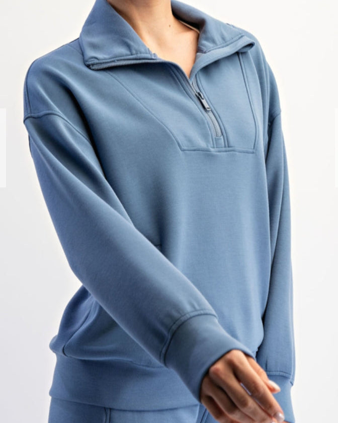 Modal Scuba Quarter Zip Funnel Neck Pullover