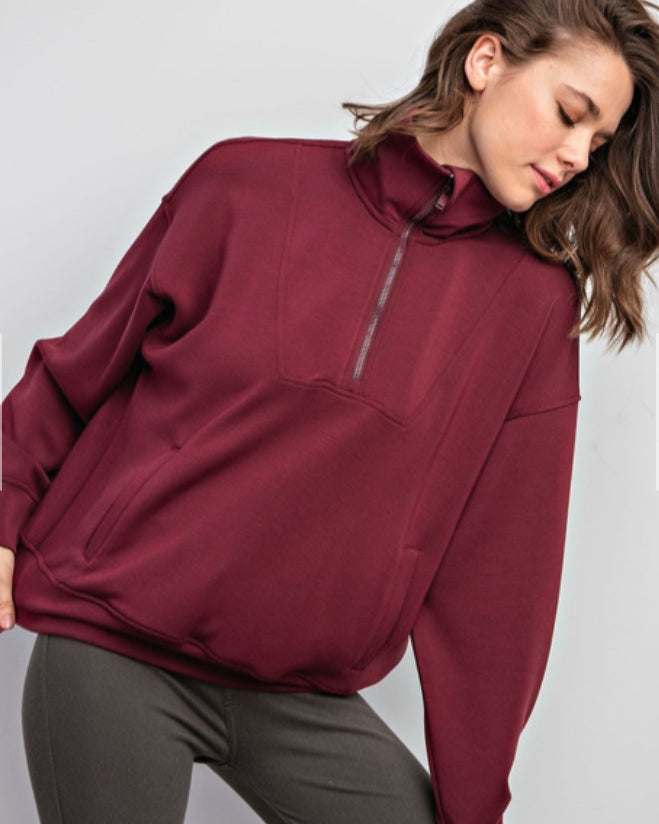 Modal Scuba Quarter Zip Funnel Neck Pullover