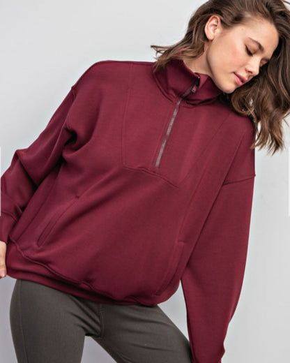 Modal Scuba Quarter Zip Funnel Neck Pullover