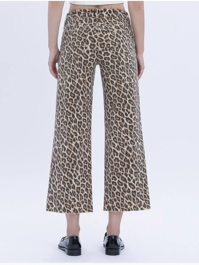 Vervet - High Rise Crop Wide Leopard Print Jean