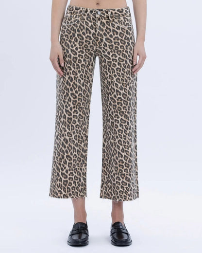 Vervet - High Rise Crop Wide Leopard Print Jean