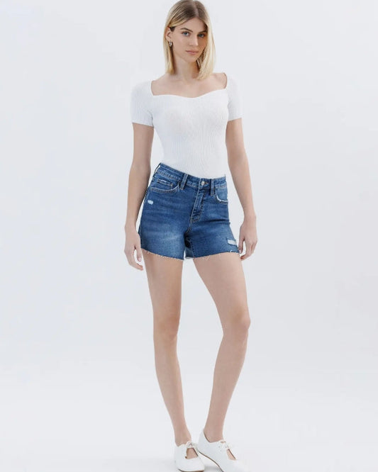 High Rise Raw Hem Denim Short - "Your Song"