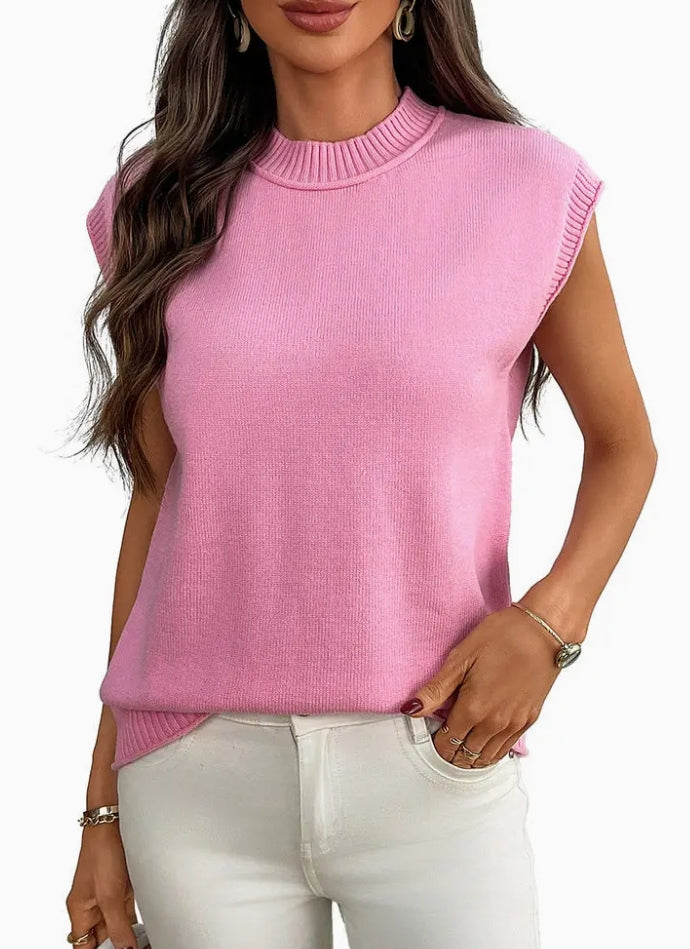 Bubblegum Pink Sleeveless Knit Top