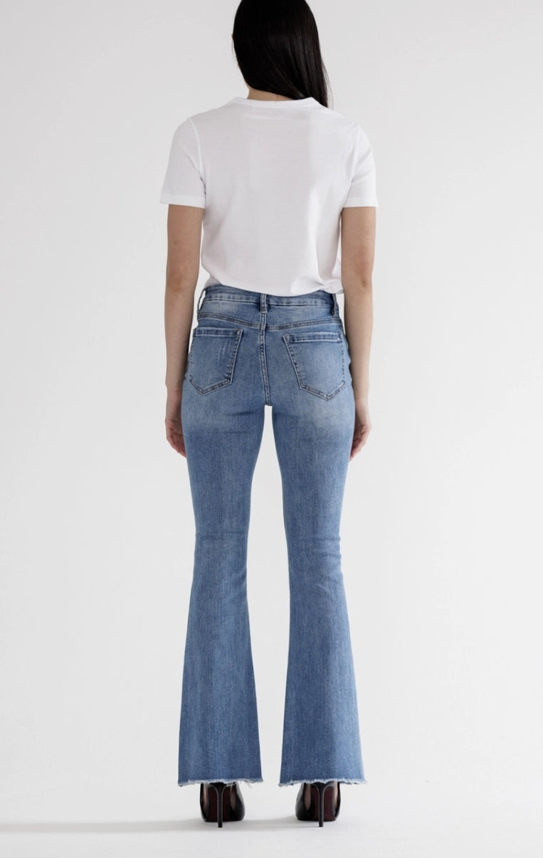 Mid Rise Flare W Button Up Fly