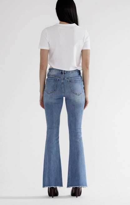 Mid Rise Flare W Button Up Fly