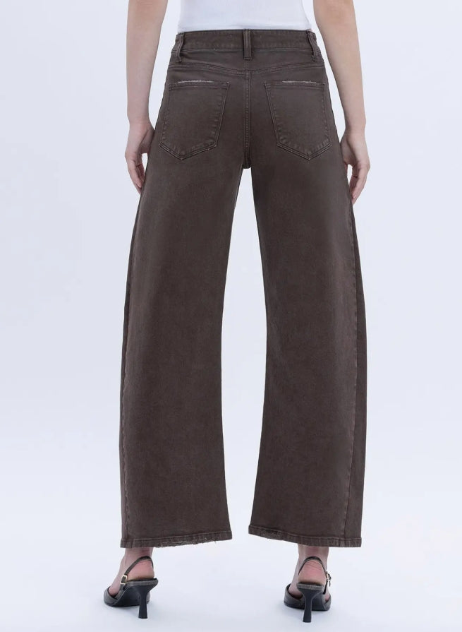 Super High Rise Brown Ankle Barrel Jeans "Toast"