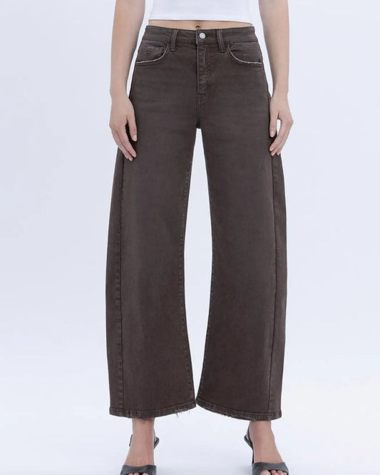 Super High Rise Brown Ankle Barrel Jeans "Toast"