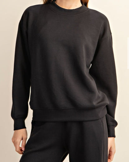 Black Modal Scuba Mock Neck Pullover
