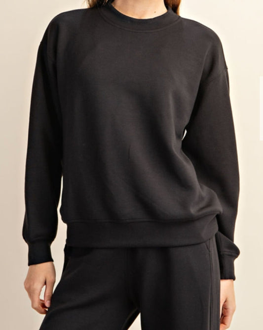 Black Modal Scuba Mock Neck Pullover