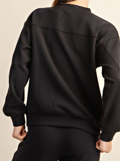 Black Modal Scuba Mock Neck Pullover