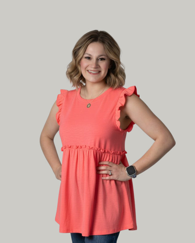 Sleeveless-ruffle-detail-top