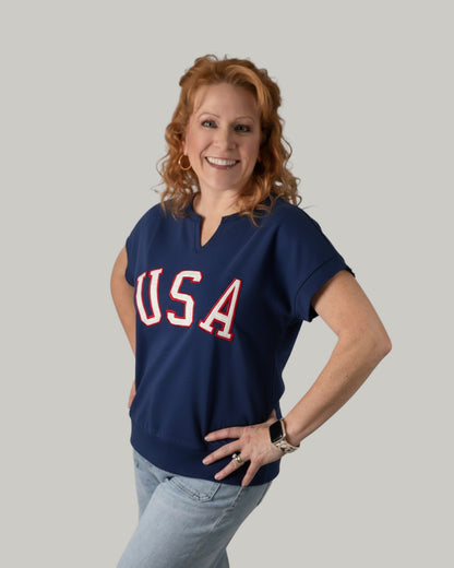 USA-navy-short-sleeve-top