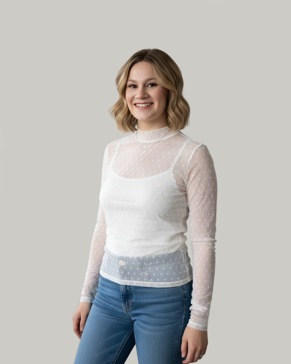 white-mock-neck-mesh-top