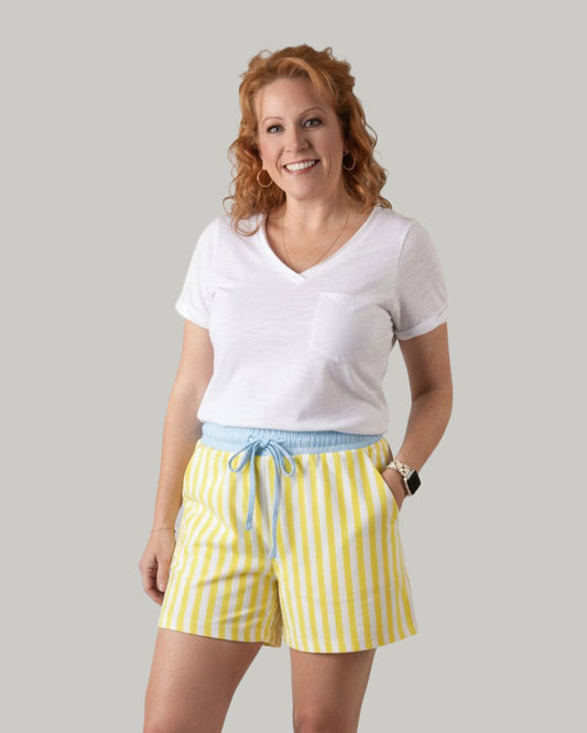 Yellow-White-striped-shorts