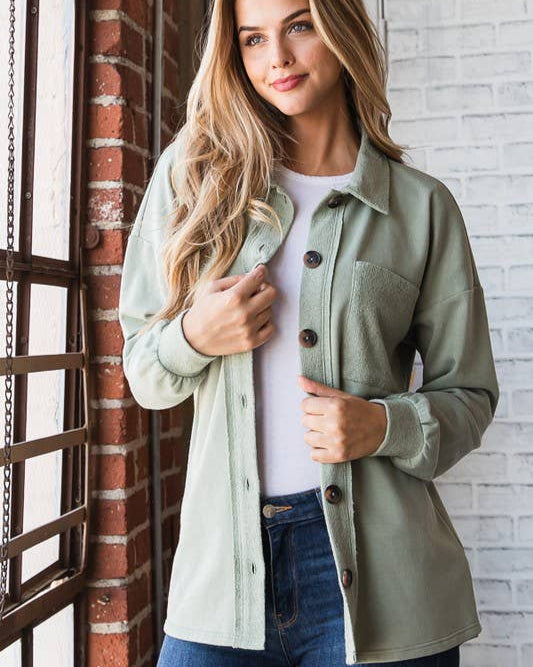 Sage Green Button Up Shacket