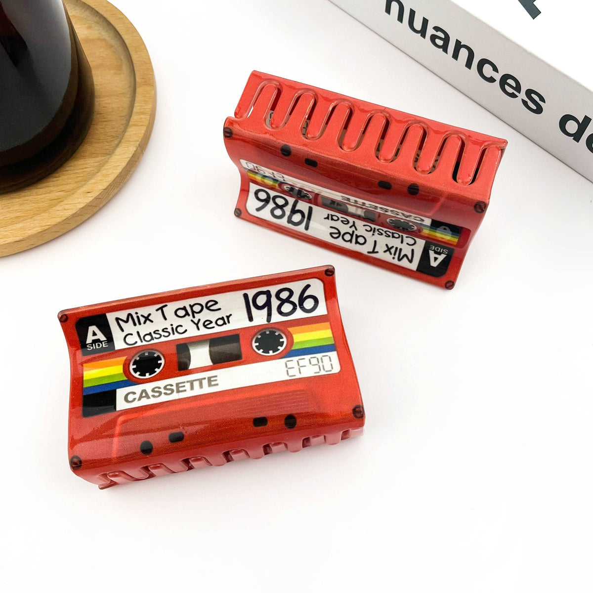 Red Cassette Tape Hair Claw Clip