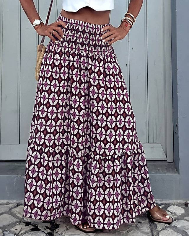 Geometric Chiffon Maxi Skirt