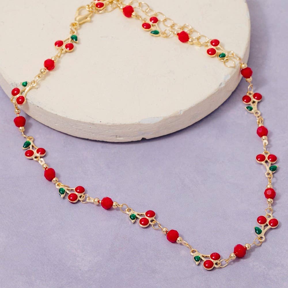 Multi Cherry Fruit Chain Necklace