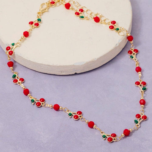 Multi Cherry Fruit Chain Necklace