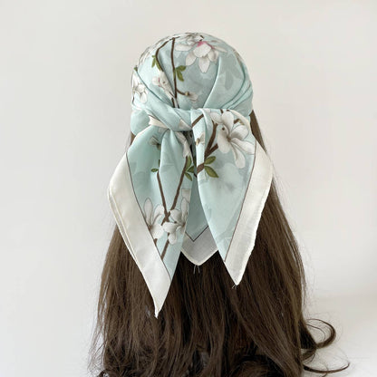 Vintage Floral Print Bandana Head Scarf