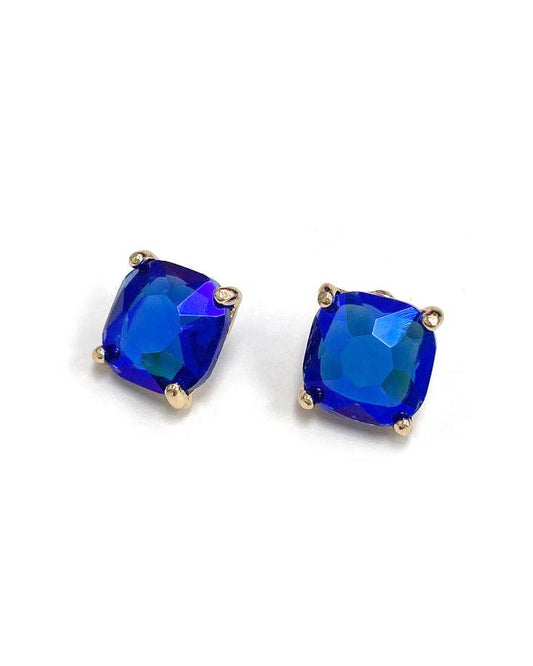 Blue Square Stone Stud Earring