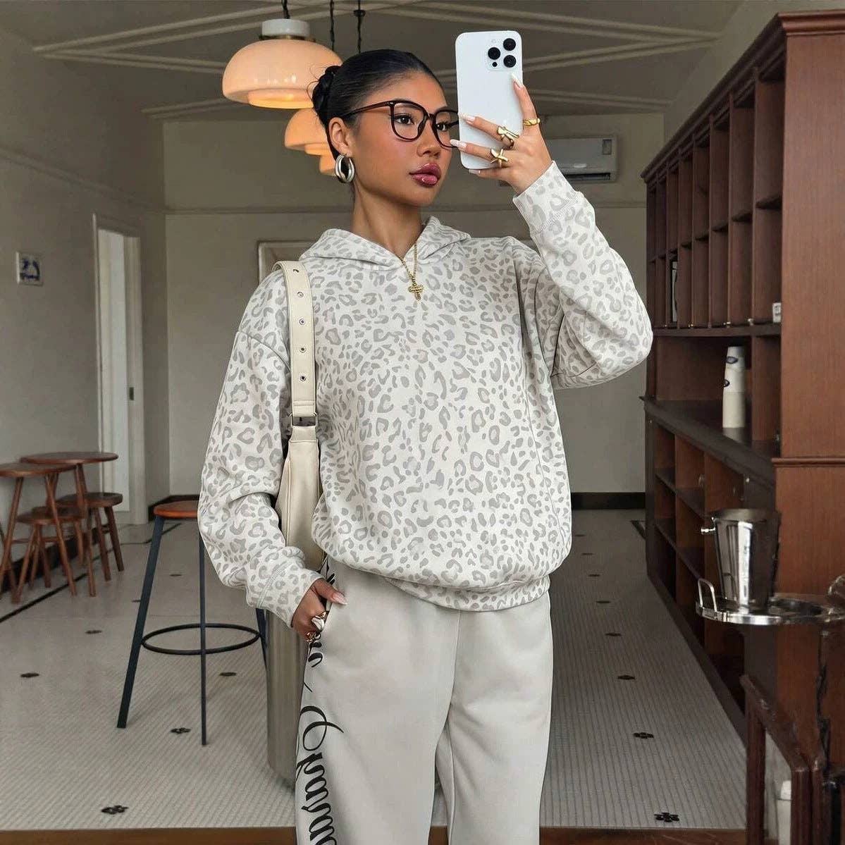 Oversized Printed Hoodie Sweatshirt