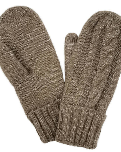 Cable Knitted Mittens with Sherpa Lining