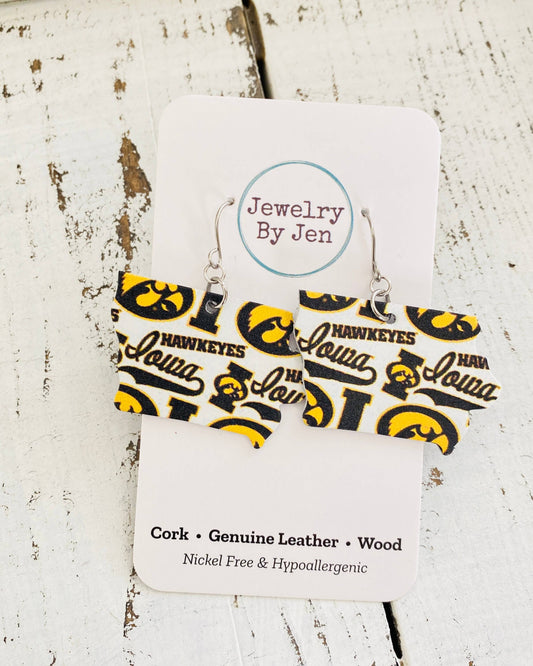 Iowa Hawkeyes Collage State Earrings
