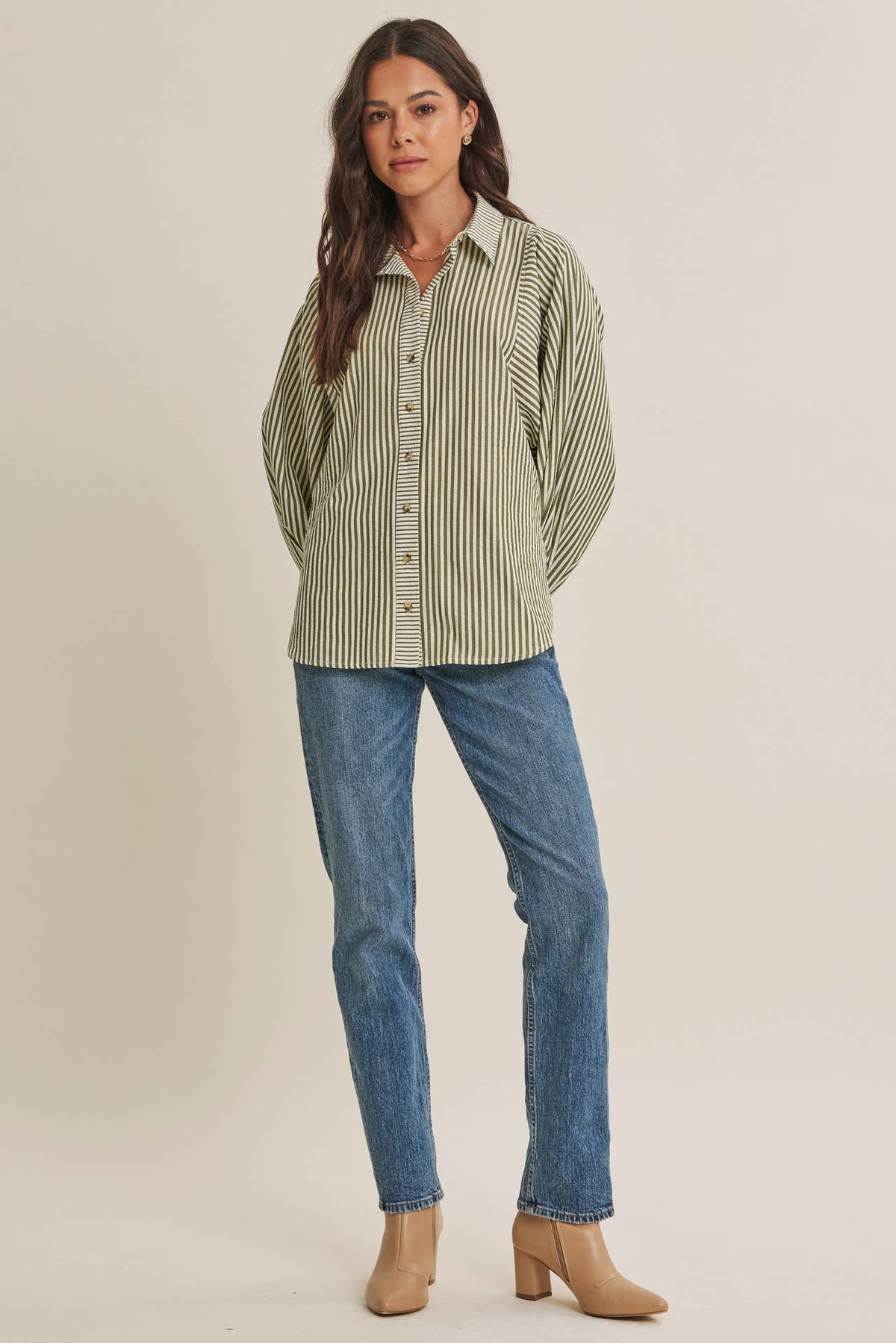French Cafe Batwing Button Down Shirt