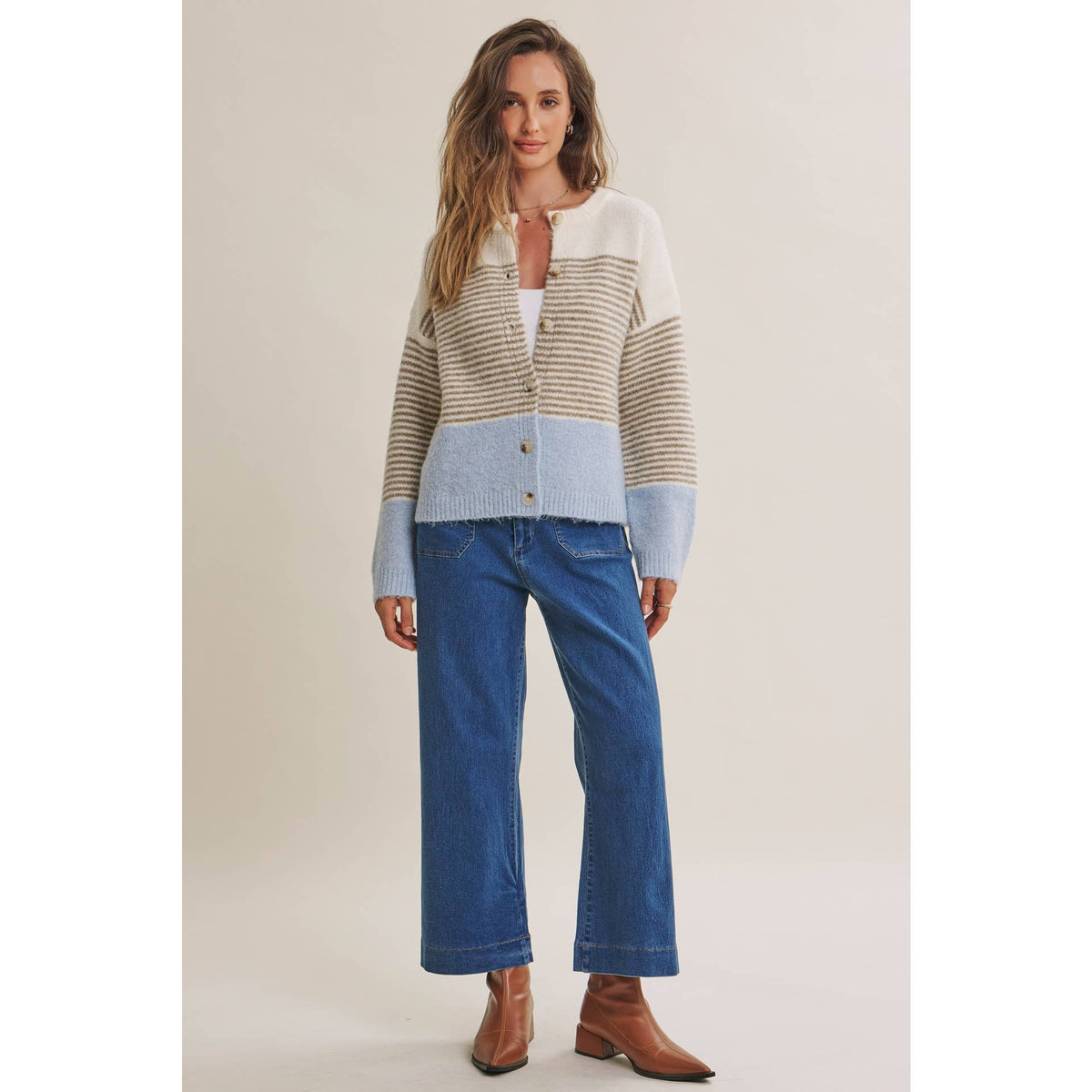 Chi Striped Colorblock Cardigan