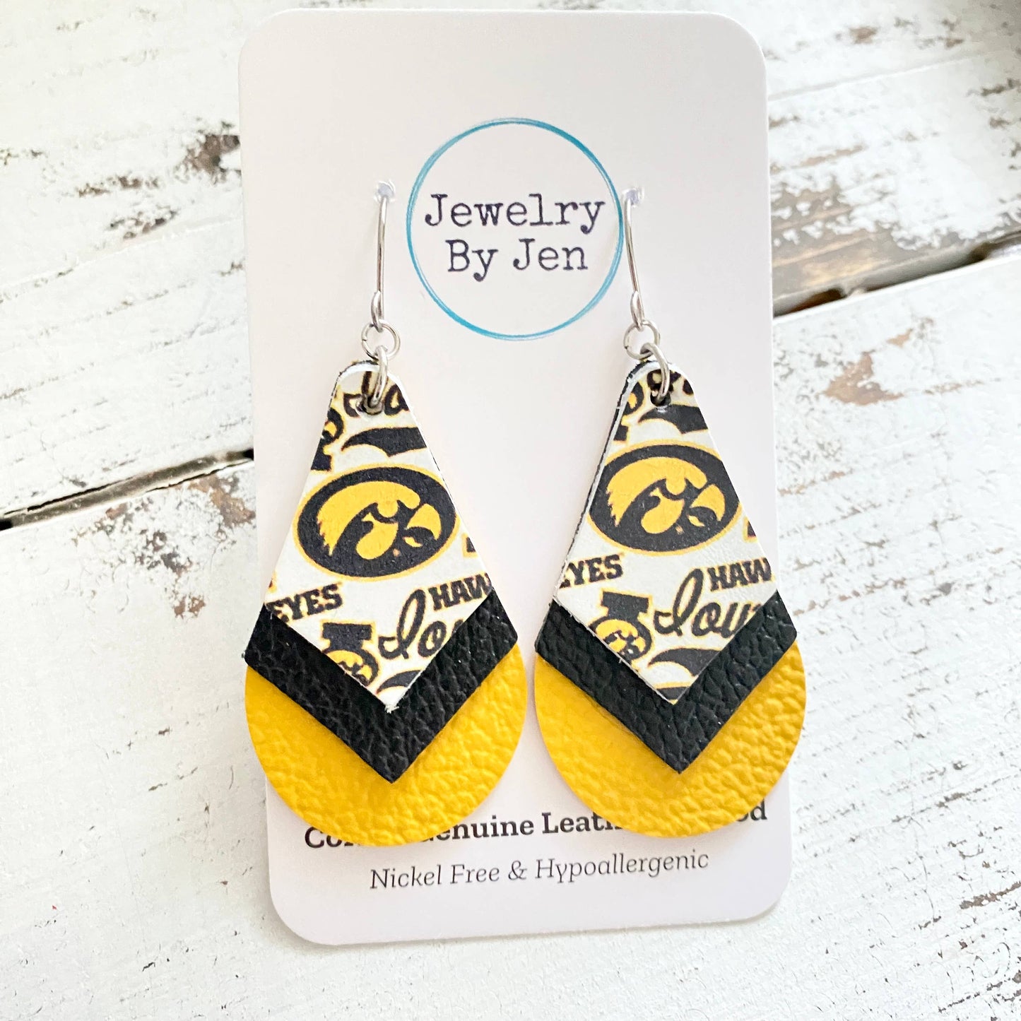 Iowa Hawkeyes Triple Stacked Teardrop Earrings