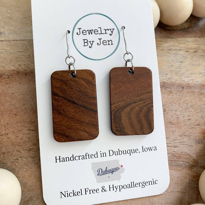 Wood Rectangle Earrings