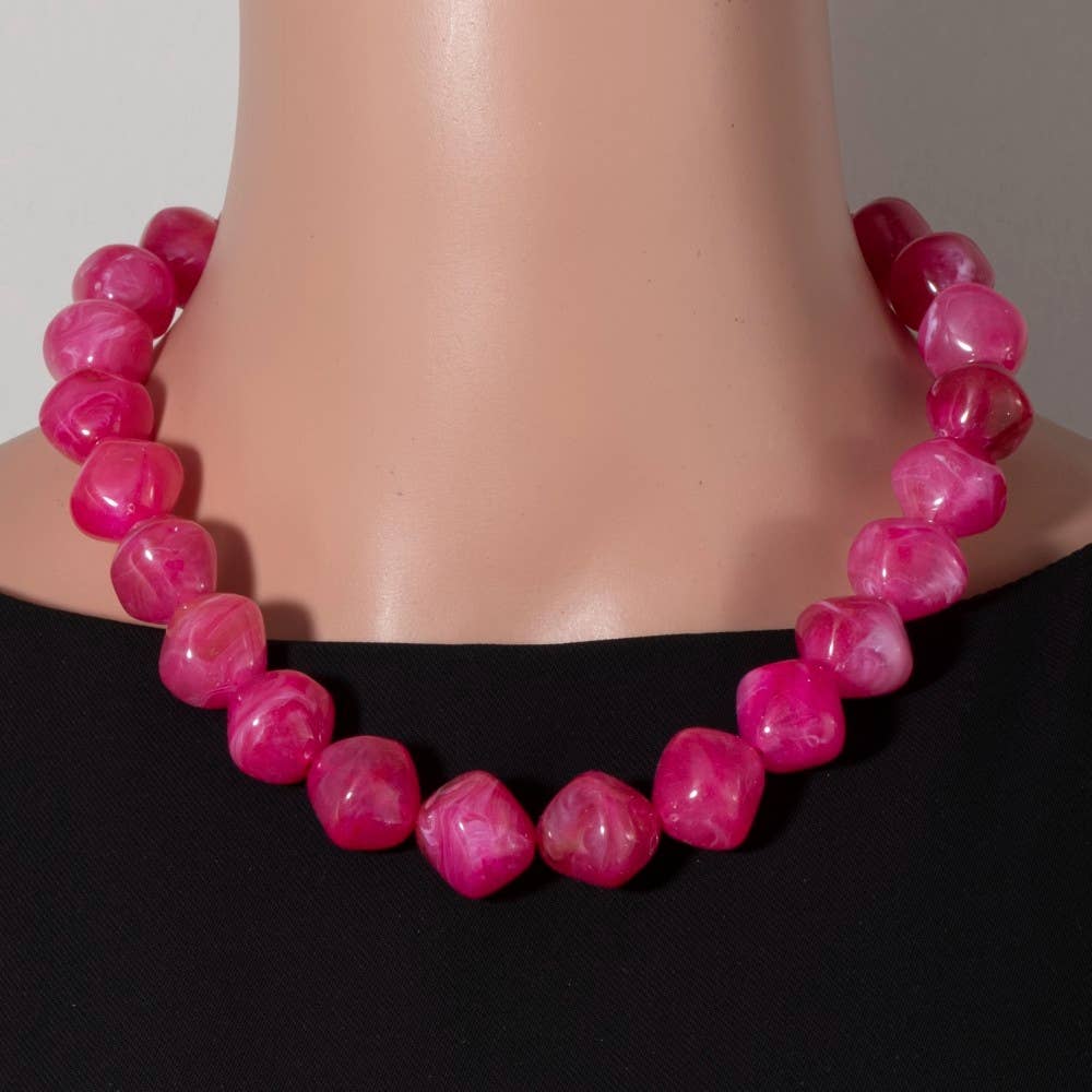 Irregular Marble Resin Beaded Necklace