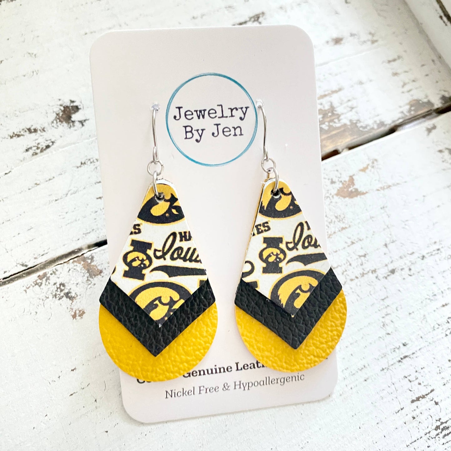 Iowa Hawkeyes Triple Stacked Teardrop Earrings