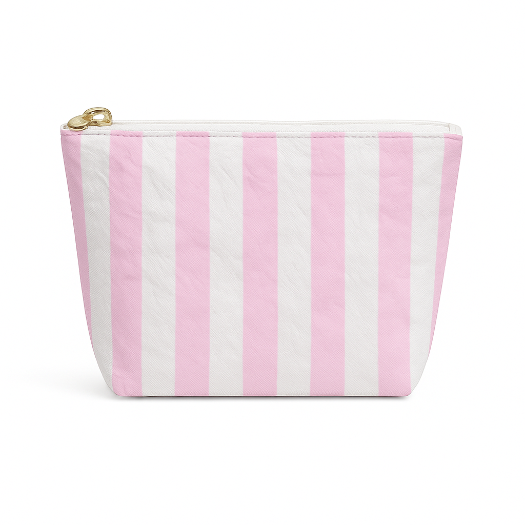 Preppy Pink & White Stripe Cosmetic Bag