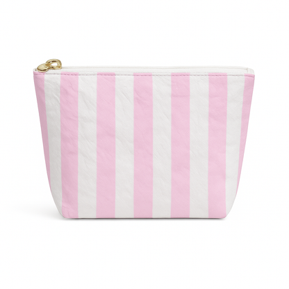 Preppy Pink & White Stripe Cosmetic Bag