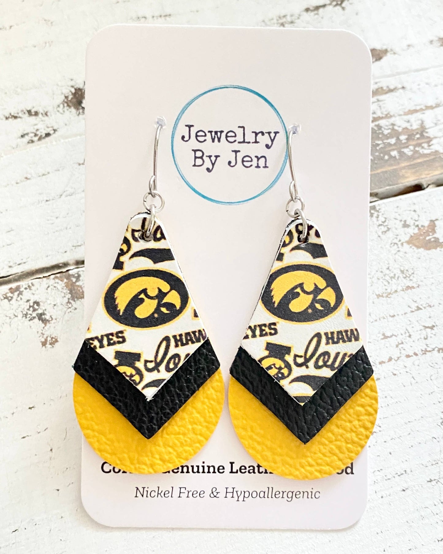 Iowa Hawkeyes Triple Stacked Teardrop Earrings