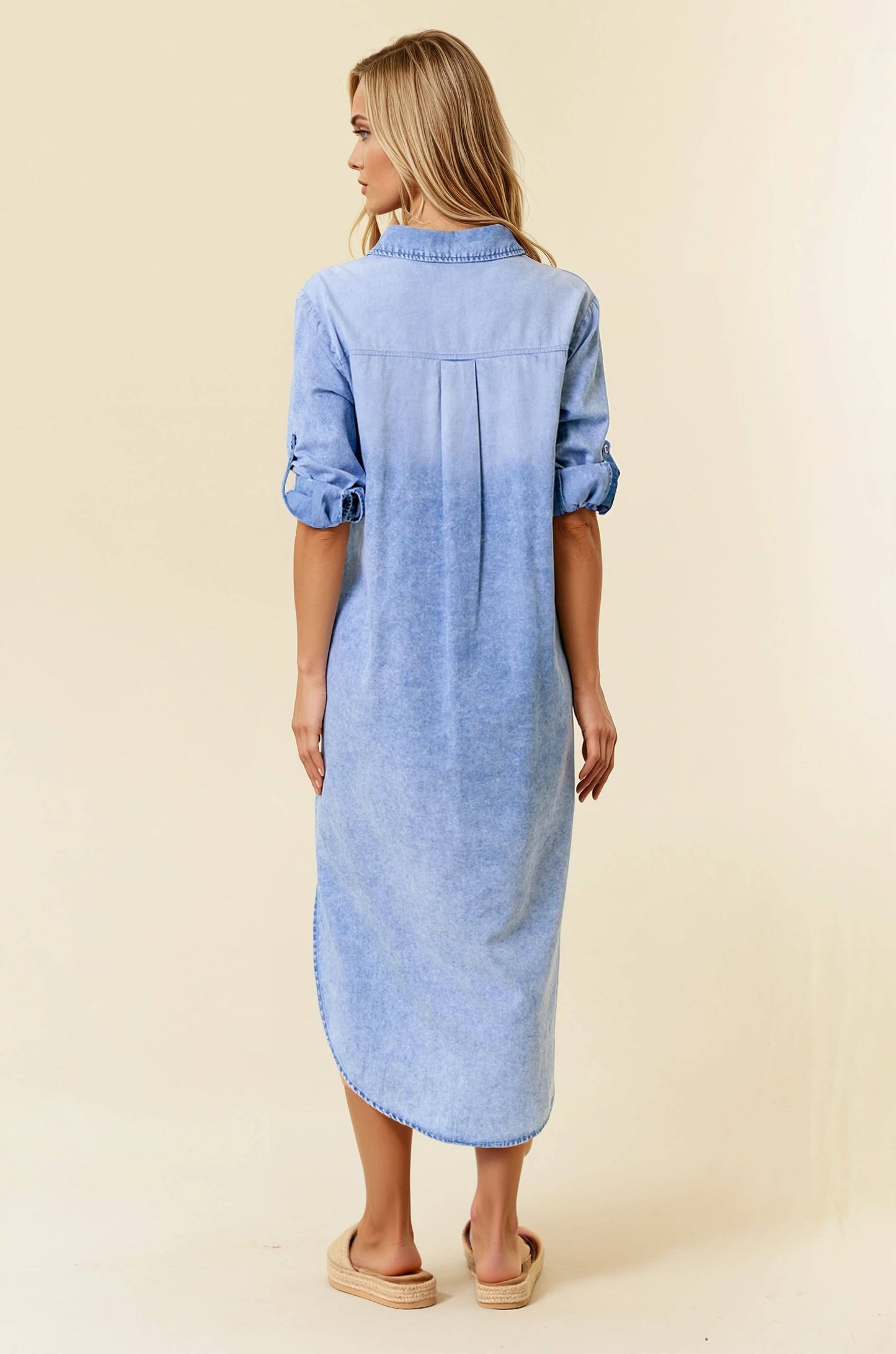 Tencel Denim Shirt Midi Dress