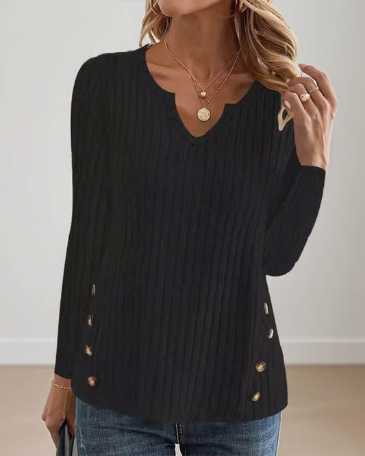 Black Button Accent Long Sleeve