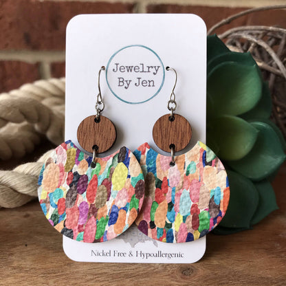 Cherry Wood Round & Confetti Splash